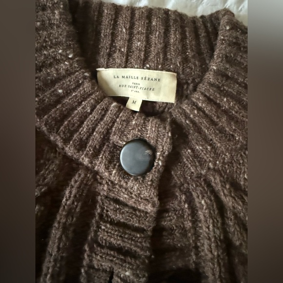 Sezane Andina Cardigan Chunky Cable Knit Brown Sweater NWOT - Picture 10 of 15